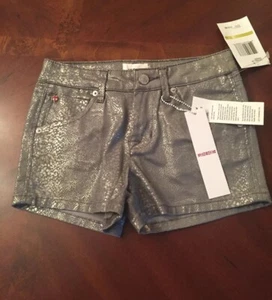 NWT HUDSON Girls Size 14 Gray Metallic Animal Print Shorts with Pockets $39 - Picture 1 of 7