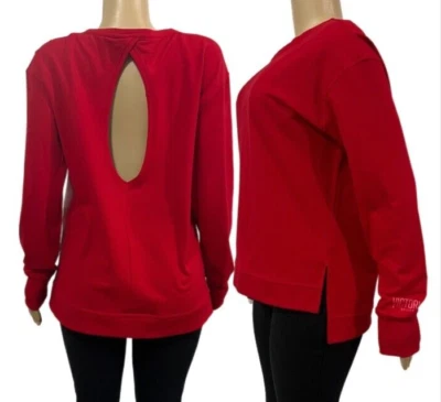 Nuevo Top Fitness Victorias Secret Sport Cuello Redondo Espalda Abierta Rojo Medio Foto 1 de 4