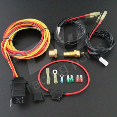 New Electric Cooling Fan Dual Wiring Install Kit 165/185 Thermostat 40Amp Relay  - Image 1 of 4