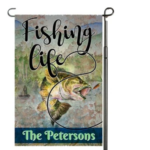 Fishing Life Garden Flag, Fisherman Garden Flag, Personalized, Fish Garden Flag - Picture 1 of 3