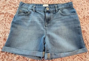 Girls PLACE Denim Shorts Size 14 Blue Jean Cuffed Classic Fit Adjustable Waist - Picture 1 of 6