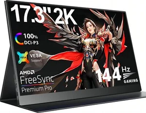 17.3" Portable Monitor 2560*1440 144Hz FreeSync Gaming Monitor for PS5 Xbox - Picture 1 of 10