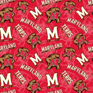 University of Maryland Terrapins Cotton Fabric Tone on Tone Print-By the Yard - Picture 1 of 1