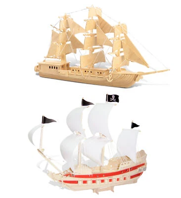 3D Puzzles - European Sailing Boat & Pirate Ship Wooden 3D Puzzles Construction - Image 1 of 4