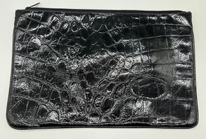 15x10 1980s Thats My Bag Leather Zippered Attache Oversized Clutch Purse Handbag - Picture 1 of 12