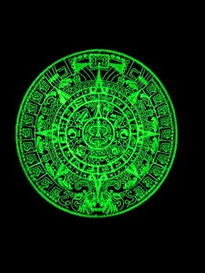 Aztec Calender Iron On Embroidered Patch **Glow In the Dark** - Picture 1 of 15