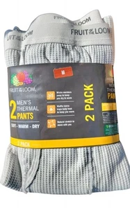 Paquete de 2 pantalones térmicos Fruit Of The Loom para hombre gris talla mediana Suave seco cálido - Imagen 1 de 4