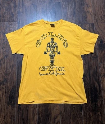 Camisa de Gimnasio Vintage Golds Para Hombre XL Amarilla Venice Beach California Entrenamiento Foto 1 de 4