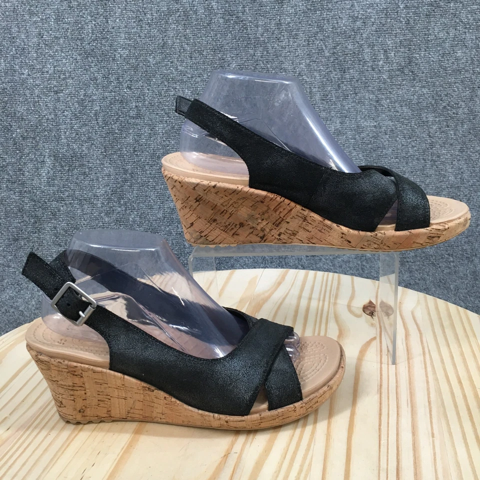 Sandalias Crocs para mujer 10 A-Leigh con cordones negras punta abierta tacones de cuña 202042 Foto 1 de 4