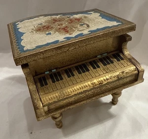 VTG Italian Florentine Style Grand Piano Music Box Edelweiss Jewelry Works Japan - Picture 1 of 6