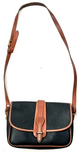 Dooney & Bourke Navy Blue Pebbled Tan AWL Crossbody Shoulder Bag Purse Satchel - Picture 1 of 12