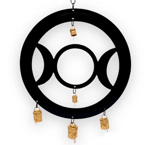 Triple Moon Wind Chime w Brass Bells - 24x39cm - Picture 1 of 1
