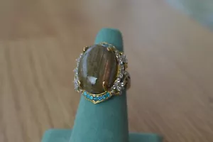 17.85ct Madagascar Fire Labradorite / Multi Gem Ring Platinum over Silver Size 7 - Picture 1 of 9