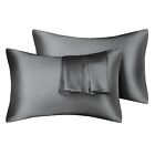 2 Pack Silk Satin Pillowcase Soft Soothes and Protects Skin Hair Silky Pillow