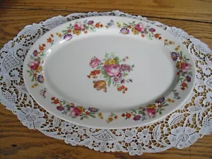 De colección Siracusa China Marfil Antiguo O.P.CO. Plato SHARON Flores Rosa ~ 9" x 12" - Imagen 1 de 3