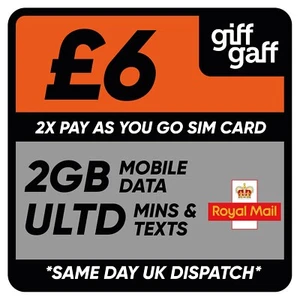 2X GIFFGAFF SIM CARDS - INCLUDES STANDARD/MICRO/NANO SIM CARD - Picture 1 of 9