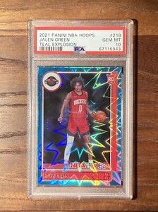 JALEN GREEN RC 2021 Panini Hoops Teal Explosion [PSA 10] GEM MINT [#218] Rockets