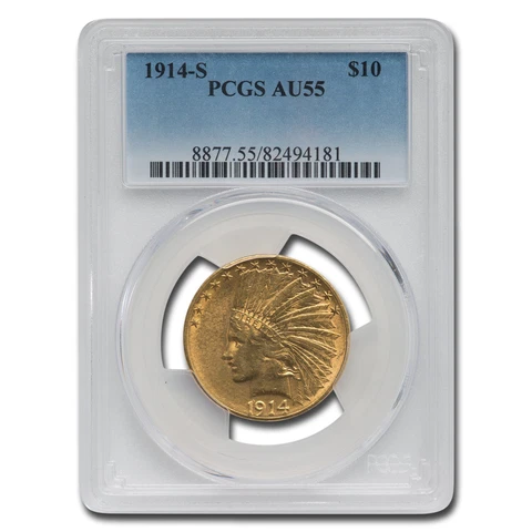 1914-S $10 Indian Gold Eagle AU-55 PCGS - SKU#80125 Cover