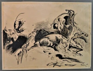 Earl Staley Vintage Signed 1959 Multimedia Artwork - Houston Artist, Midcentury - Picture 1 of 5