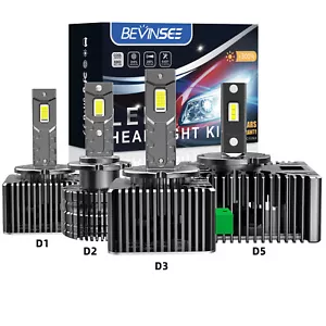 BEVINSEE D1S D2S D3S LED Headlight Bulbs 70W 6000K White HID Replacement Bright - Picture 1 of 11