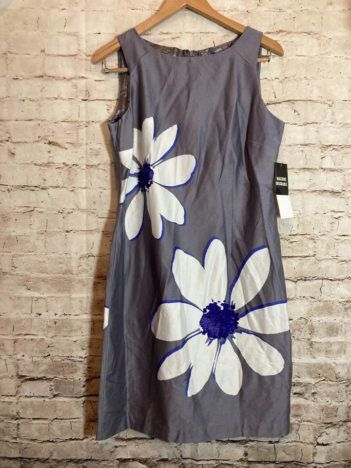 Vestido Studio I Mujer 12 Gris Floral Funda Oficina Trabajo Informal Algodón Cremallera Foto 1 de 4