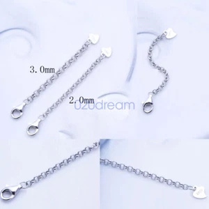 Sterling Silver Safety Chain Extender Necklace/Bracelet Extension Clip on Clasp - Picture 1 of 5
