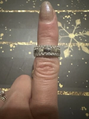 Triple Row Illusion Wedding Band CZ Platinum Plated Size 5 - Imagem 1 de 2