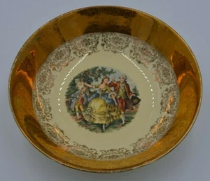 Vintage Royal China Colonial Courting Couple 22 Kt. Serving Bowl Gold Stunning! - Picture 1 of 11