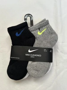 NIKE KID'S 6PK MULTICOLOR CUSHIONED ANKLE LOGO SOCKS FREE SHIPPING - Picture 1 of 9