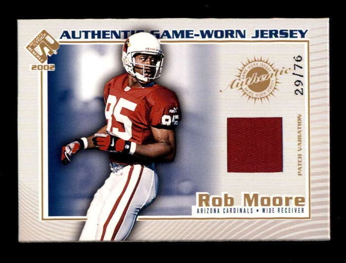 ROB MOORE 2002 PACIFIC PRIVATE STOCK GAME USED WORN JERSEY PATCH #29/76 BF1750 - Image 1 of 1