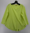 Fresh Produce Top Women Large Yellow Pullover Blouse Neon Breathable Cotton