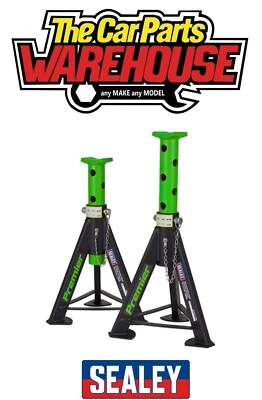Sealey AS6 Axle Stands 6tonne Capacity per Stand 12tonne per Pair Green - Image 1 of 3
