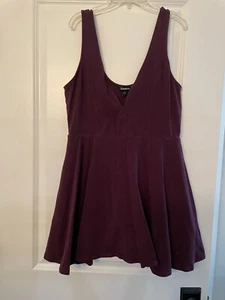 eggplant Purple express party romper deep v neck sz L - Picture 1 of 4