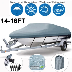 Boat Cover 14-16ft Heavy-Duty Marine Grade 4.2-4.7m Trailerable Jumbo Boat Cover - Picture 1 of 11