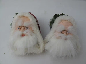 Lote De Colección De 2 Cabezas Adorno De Papá Noel Ribete A Hogar - Imagen 1 de 6