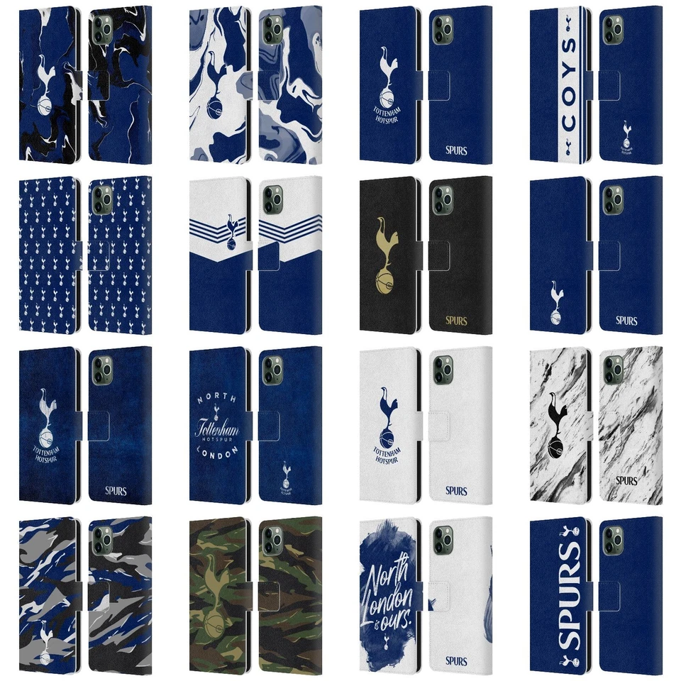 OFFICIAL TOTTENHAM HOTSPUR F.C. BADGE LEATHER BOOK CASE FOR APPLE iPHONE PHONES - Image 1 of 4