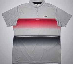 Nike Golf Mens Gray Red and Black Striped Short Sleeve Polo Size XXL - Picture 1 of 9