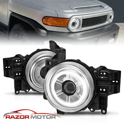 2007-2014 LED Halo Projector Chrome Headlight Pair For Toyota FJ Cruiser 1GR-FE - Image 1 of 4