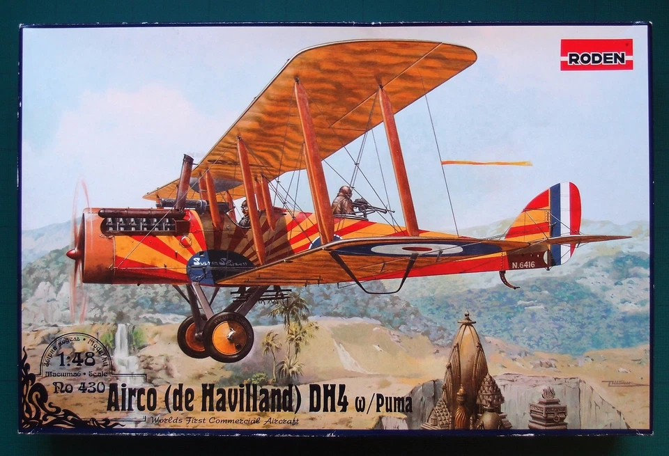 AIRCO (de Havilland) DH4 w/Puma - RODEN - Kit plastica scala 1/48  - Immagine 1 di 1