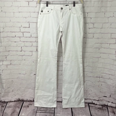 Pantalones AG Adriano Goldschmied para mujer 30R tiro bajo acampanados pierna bolsillo informales blancos Foto 1 de 4