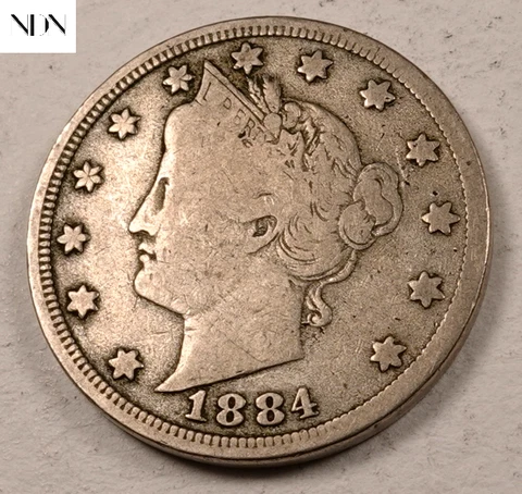 1884 Liberty V Nickel - VG/Fine - Better Date! - #V491 Cover