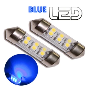 2 Festoon Bulbs 6 LED Smd Blue C7W 39 mm Ceiling Trunk Glove Boxes - Picture 1 of 1
