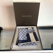 Gucci Schal Aus Seide Blau GG Muster