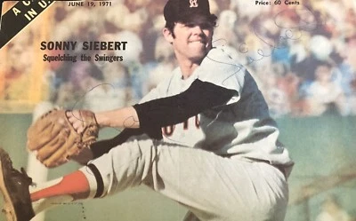 Sonny Siebert - Lanzador de los Medias Rojas de Boston - Foto autografiada (portada de noticias deportivas) Foto 1 de 3