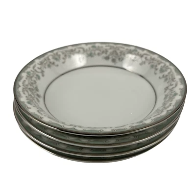 Lote de 4 tazones para salsa de frutas Noritake Raleigh de colección 5816 verde floral platino Japón Foto 1 de 4
