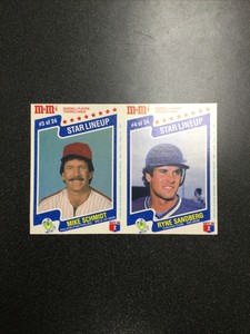 Mike Schmidt/Ryne Sandberg 1987 M&M's Star Lineup 2-Card Panel #3 & #4 Ex 18 Per