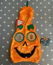 BNWT CUTE CRAZY HOODED PUMPKIN TABARD FANCY DRESS HALLOWEEN 1-2 YEARS