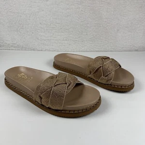 Vince Camuto Kevind Sandals Women's 8.5 M Beige Slide Leather Rhinestones S0090 - Picture 1 of 9