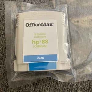 🔵 HP 88 C9386AN CYAN Ink Cartridge OfficeMax Sealed 🔵 - Picture 1 of 5