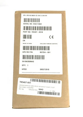 785407-001 New HPE Enterprise Hard Drive 300GB Hot-Swap 2.5" SFF 15K 12G SAS HDD - Image 1 of 3